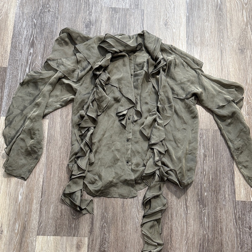 Olive Ruffle Women's Top